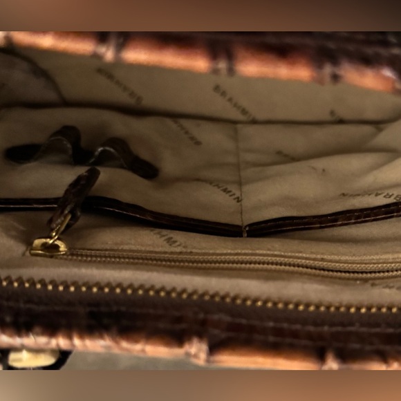 Brahmin Mini Asher Satchel Pecan Melbourne Croc Leather Crossbody - Picture 9 of 16